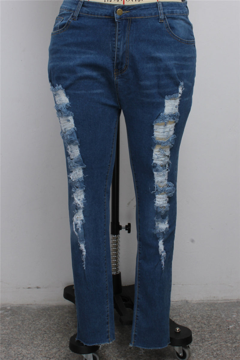 Womens Plus Size Slim Straight Leg Blue Jeans