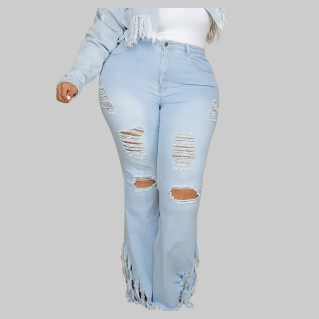 Womens Plus Size Wide Leg High Waist Stretchy Jeans