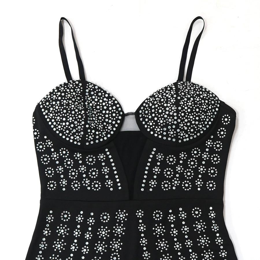 Black Sexy Diamond Dress Club Outfit for Women