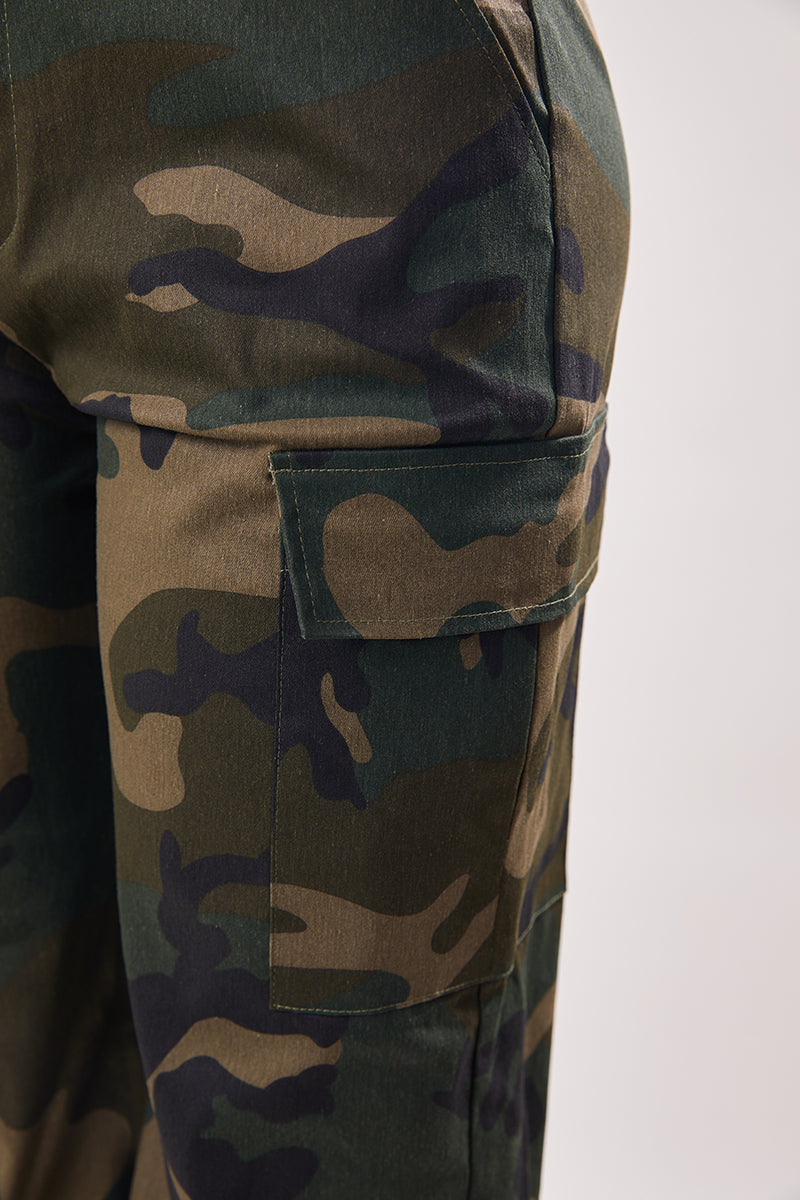 Plus Size Camouflage Cargo Pants for Women