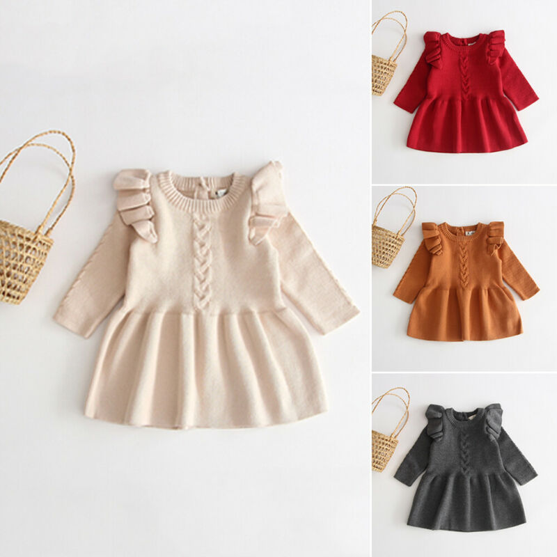 Long Sleeve Sweater Dress for Kids Toddler