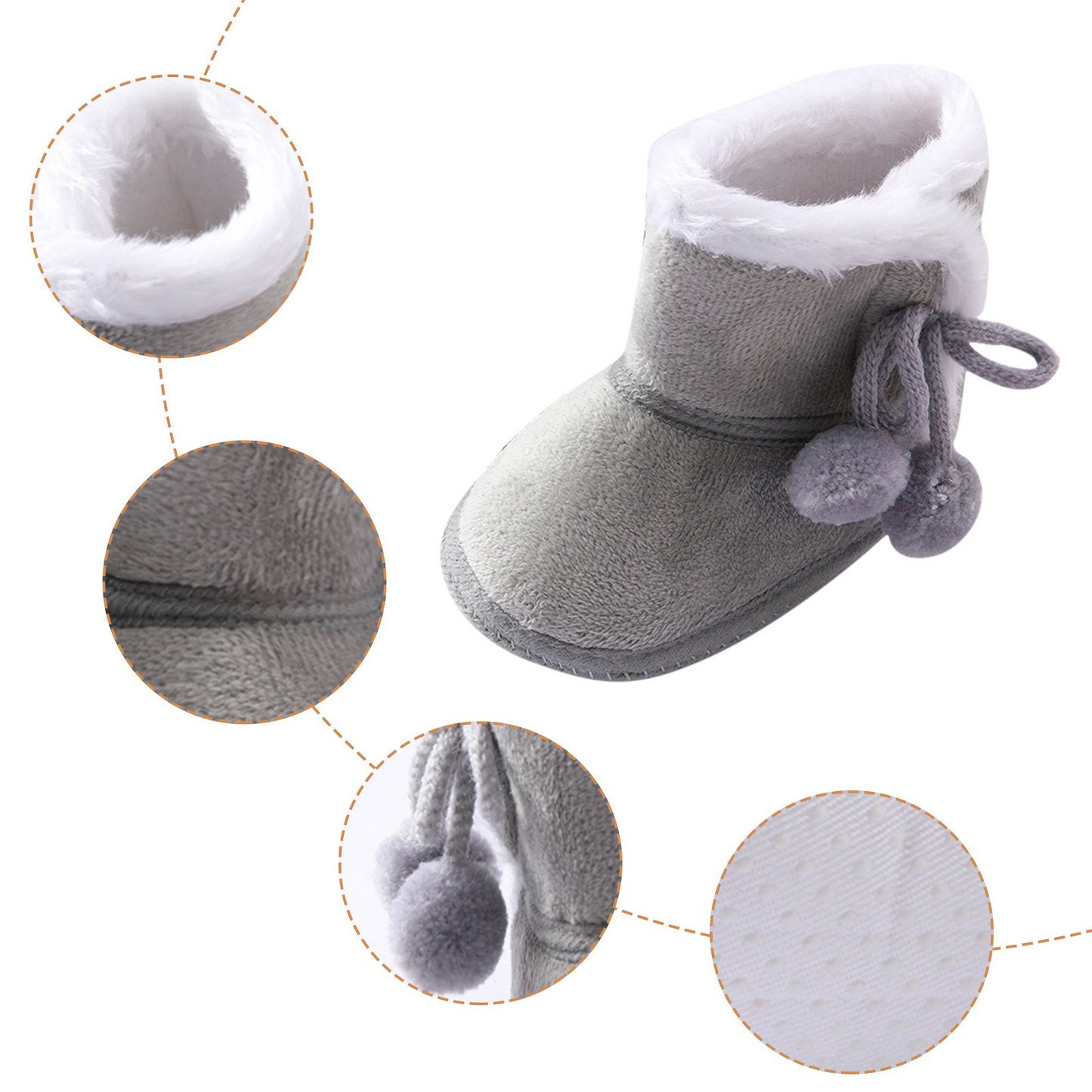 Warm Fur Fleece Snow Boots Baby Shoes