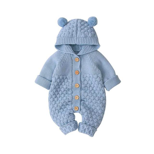 Baby Unisex Hooded Knitted Sweater Romper for Kids