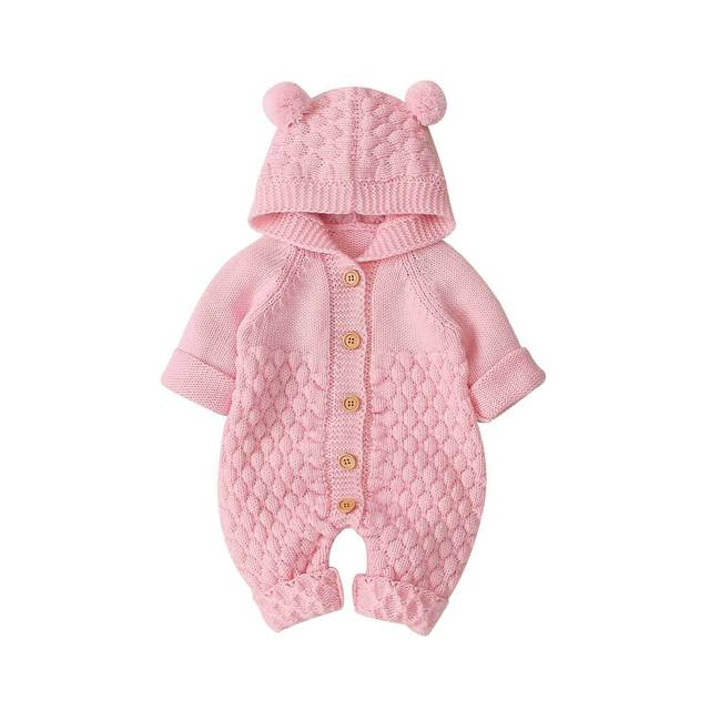 Baby Unisex Hooded Knitted Sweater Romper for Kids