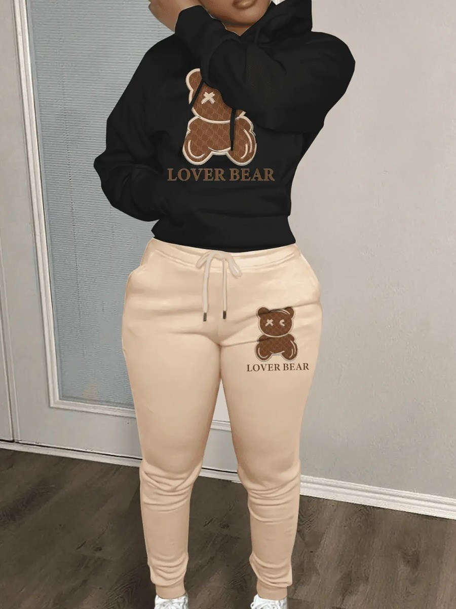 Bear Sporty Tracksuit Two Piece Set for Women