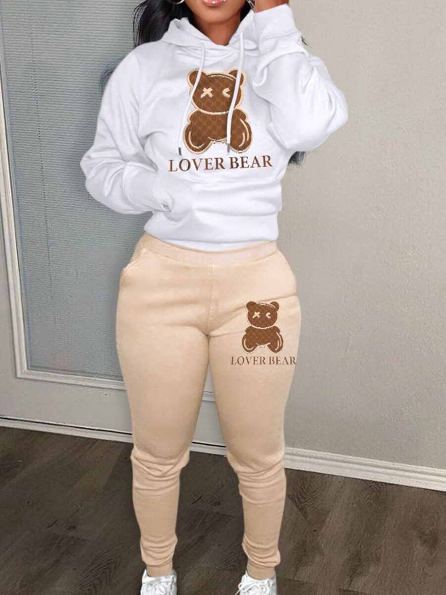 Bear Sporty Tracksuit Two Piece Set for Women