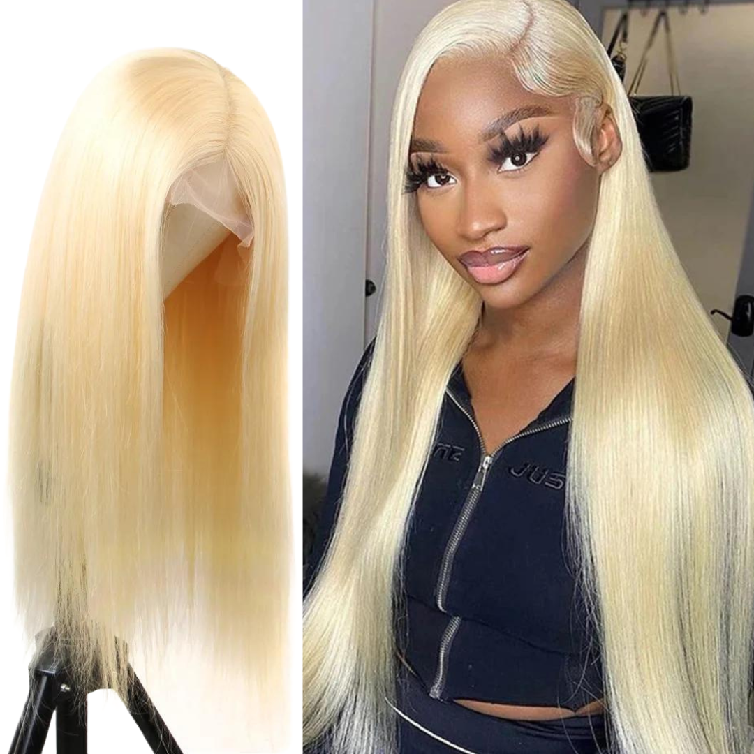 Bleach Blonde Straight 13x4 Lace Front Human Hair Wig