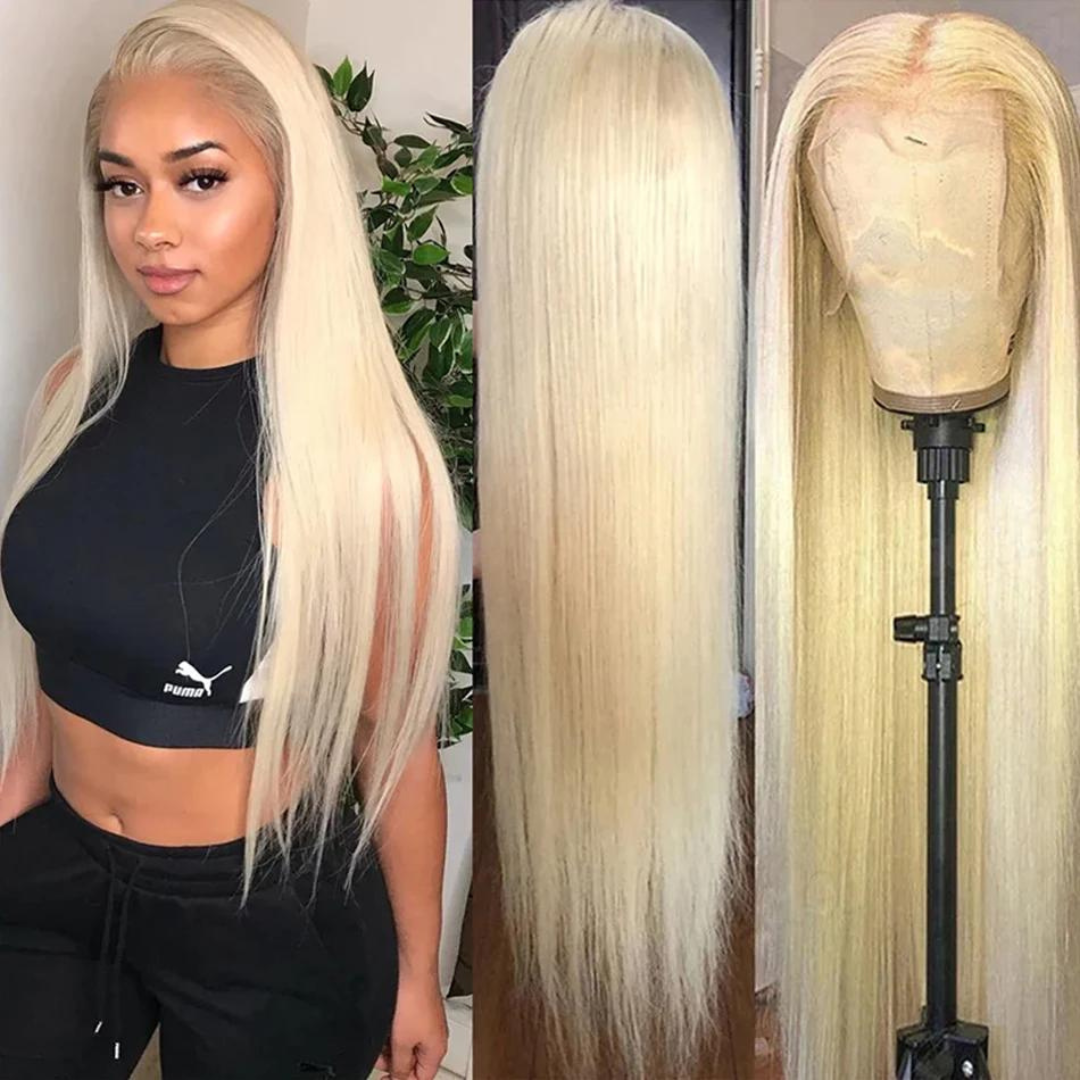 Bleach Blonde Straight 13x4 Lace Front Human Hair Wig