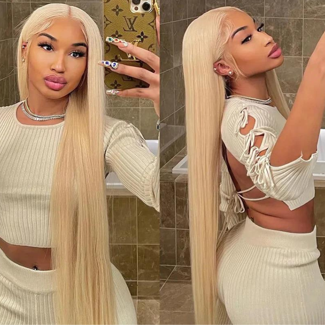 Bleach Blonde Straight 13x4 Lace Front Human Hair Wig