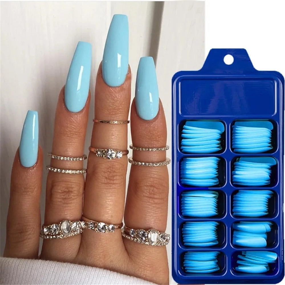 Acrylic Press on Coffin Shape False Nail Tips Beauty – 100pcs