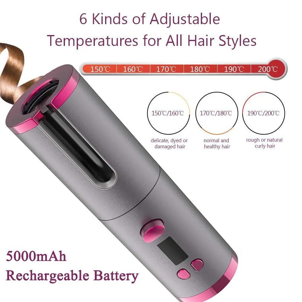 Cordless Automatic Hair Curler Rechargeable