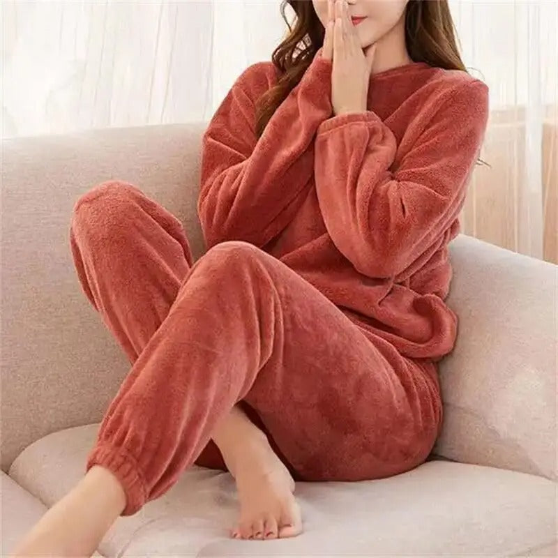 Super Cozy Warm Winter Fleece Pajama Set for Women