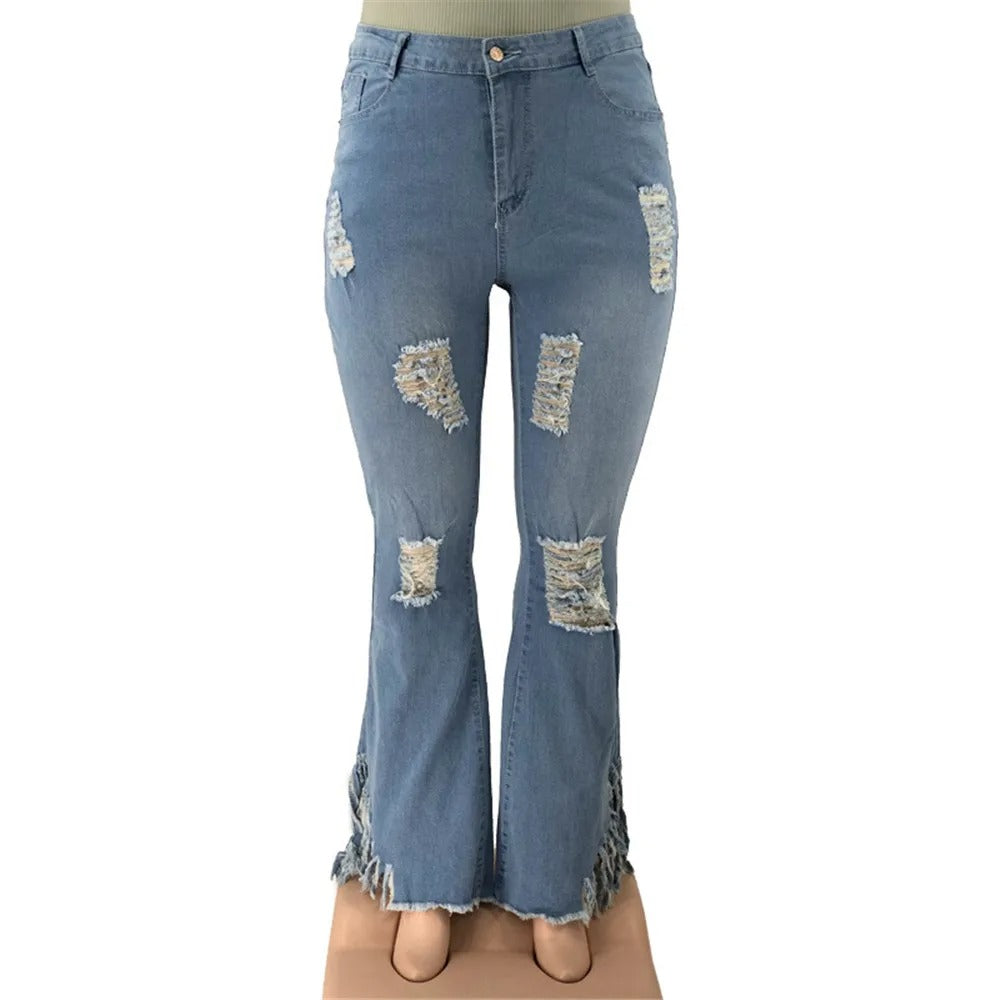 Womens Plus Size Wide Leg High Waist Stretchy Jeans