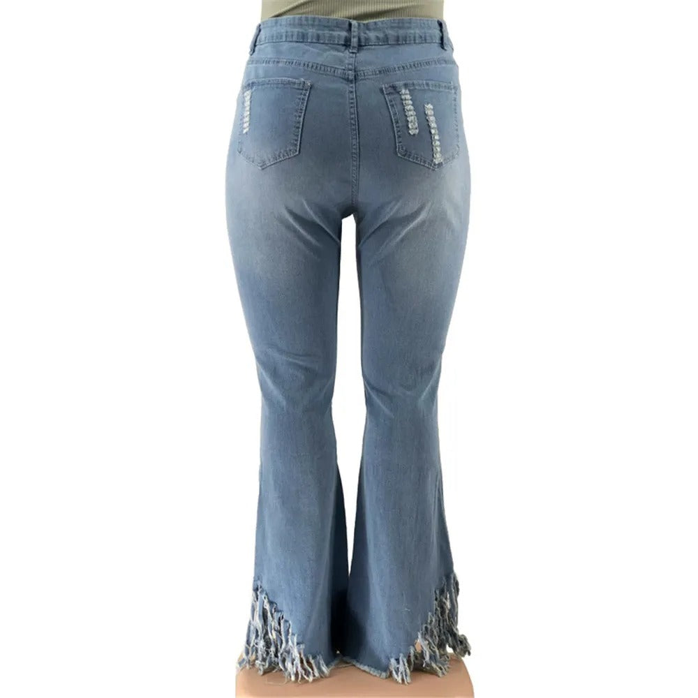 Womens Plus Size Wide Leg High Waist Stretchy Jeans