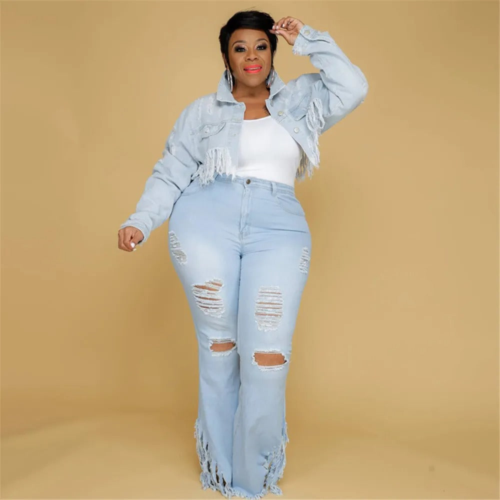 Womens Plus Size Wide Leg High Waist Stretchy Jeans