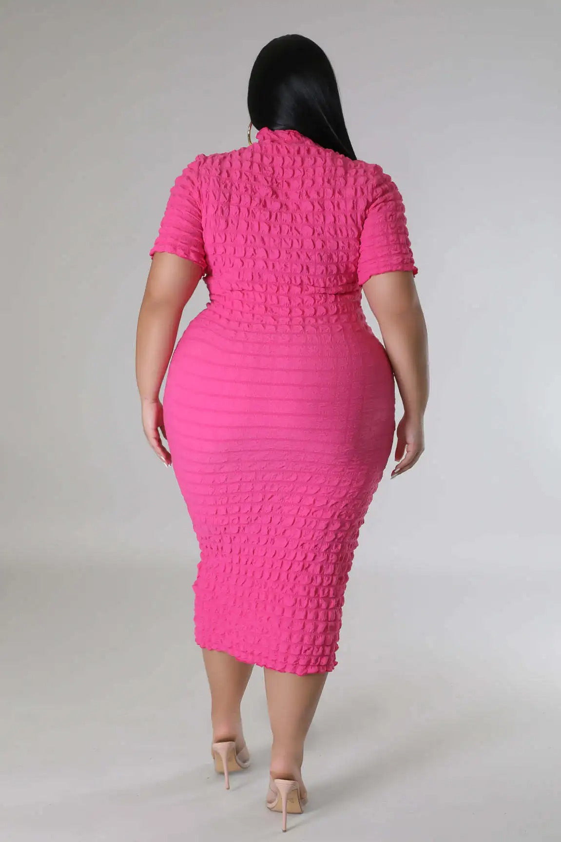 Plus Size Women Elegant Short Sleeve Bubble Dress