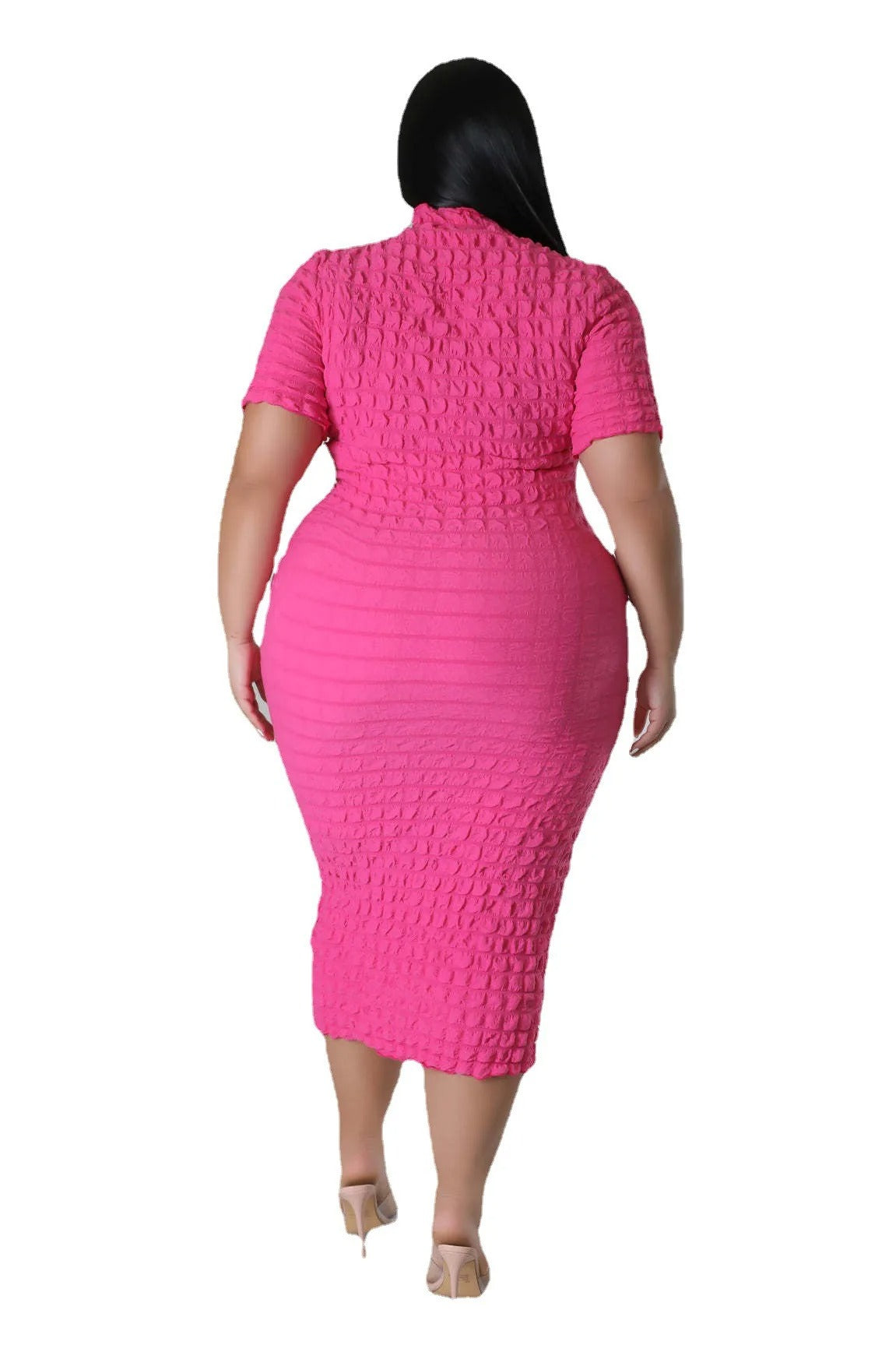 Plus Size Women Elegant Short Sleeve Bubble Dress