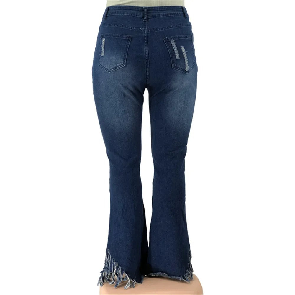 Womens Plus Size Wide Leg High Waist Stretchy Jeans