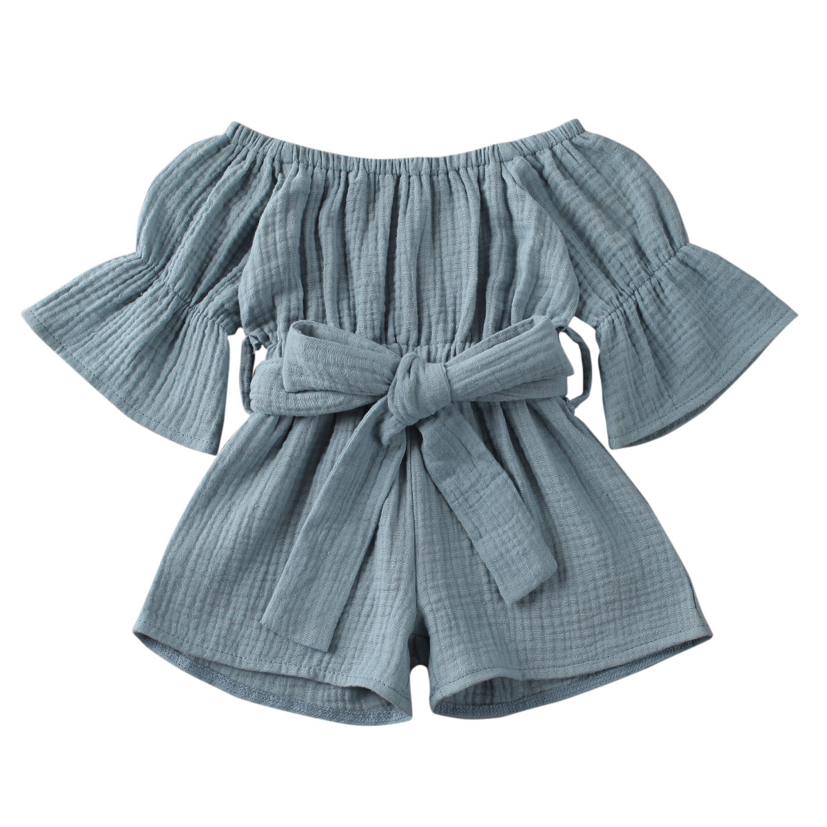 Baby Girl Trumpet Sleeve Wrap Summer Romper for Kids