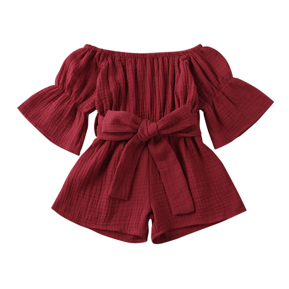 Baby Girl Trumpet Sleeve Wrap Summer Romper for Kids