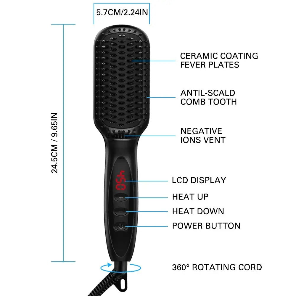 Hair Straightening Brush for Thin Fine Thick Frizz Curly Hair