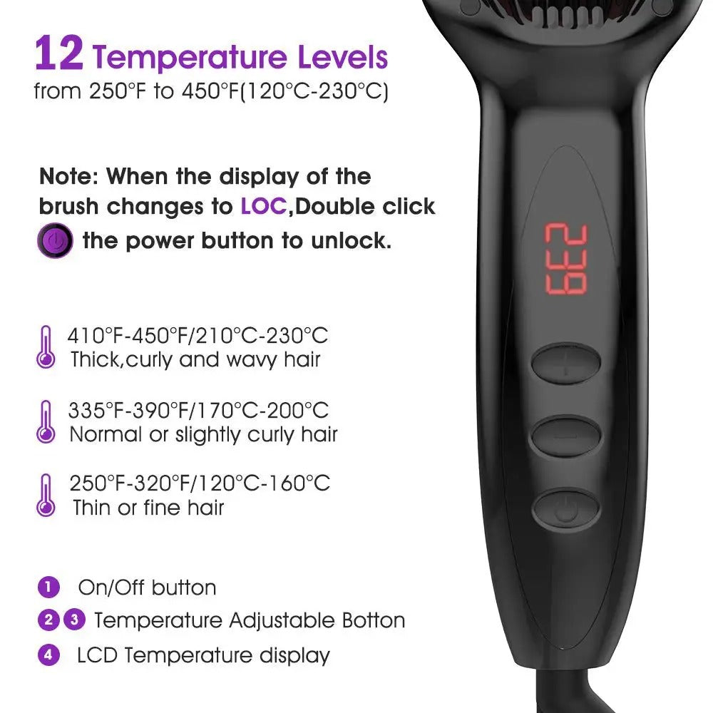 Hair Straightening Brush for Thin Fine Thick Frizz Curly Hair