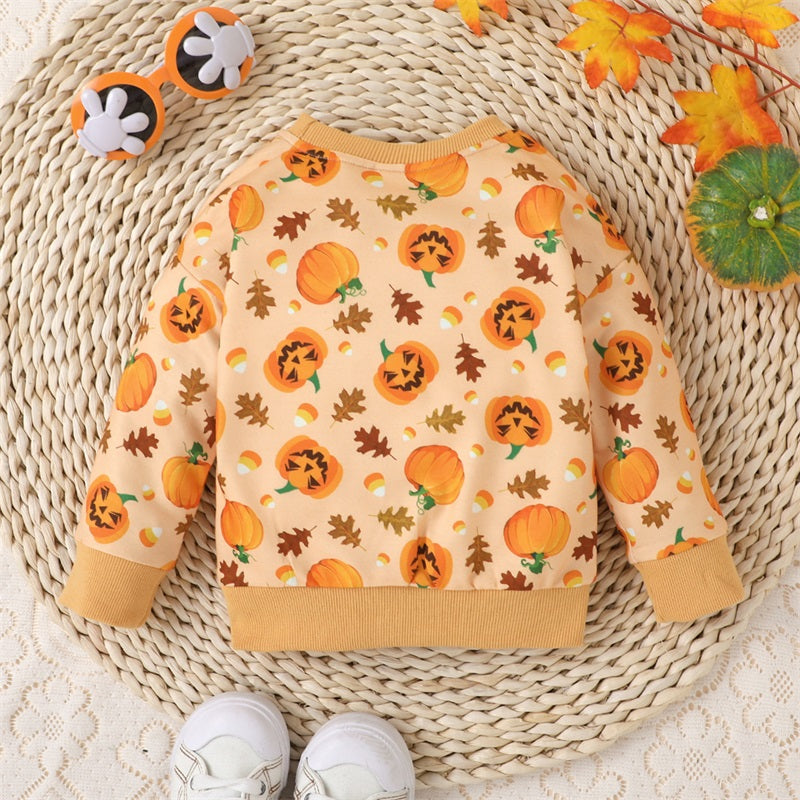 Pumpkin Print Pullover Halloween Clothes for Kids