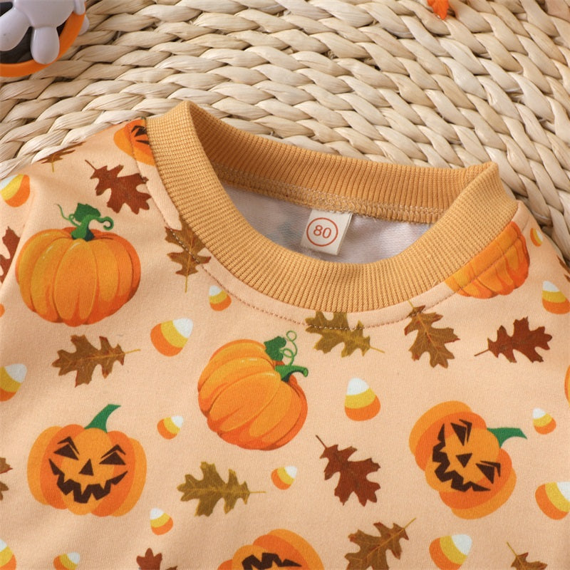 Pumpkin Print Pullover Halloween Clothes for Kids