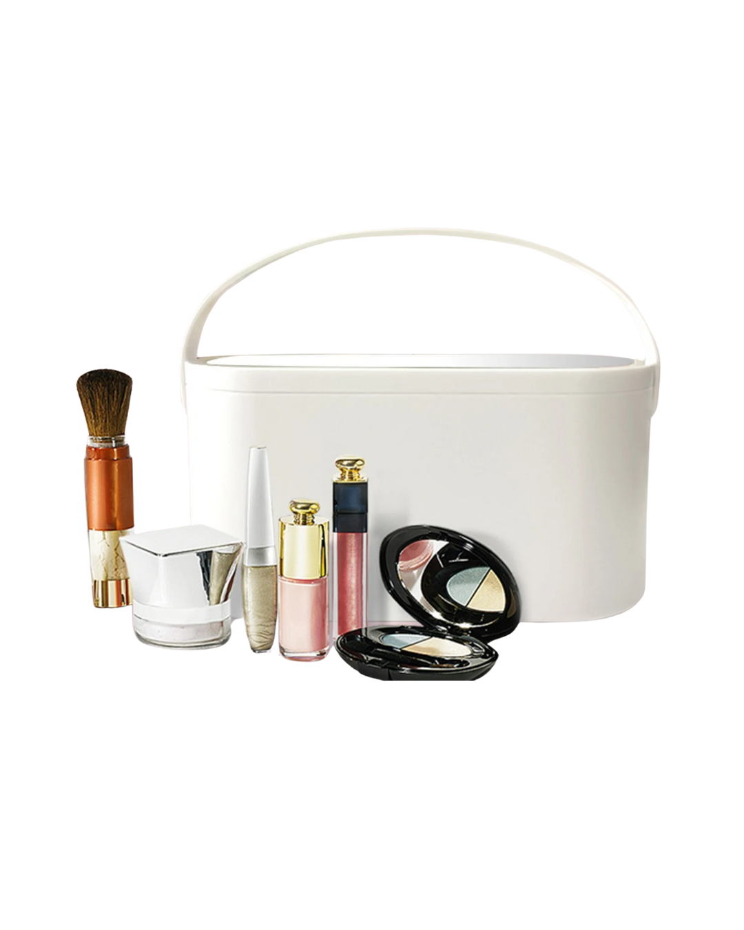 Portable Makeup Organizer Box With Mirror & LED Light for Beauty