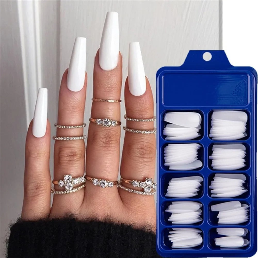 Acrylic Press on Coffin Shape False Nail Tips Beauty – 100pcs