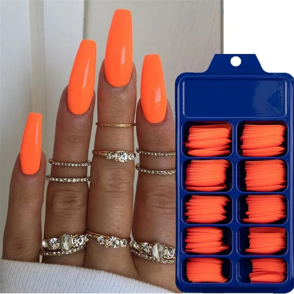 Acrylic Press on Coffin Shape False Nail Tips Beauty – 100pcs