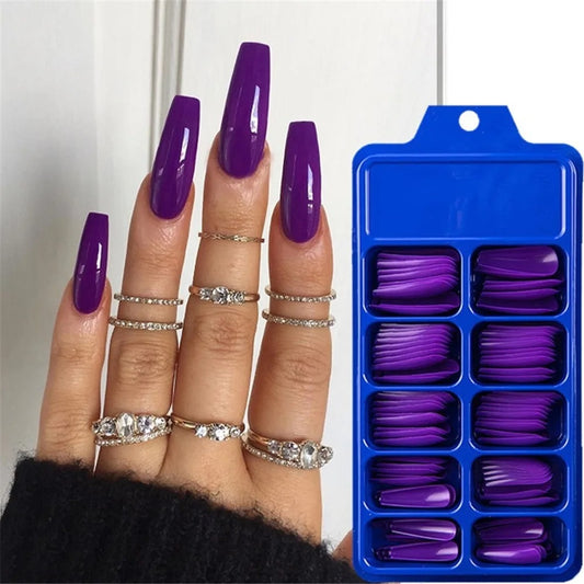 Acrylic Press on Coffin Shape False Nail Tips Beauty – 100pcs