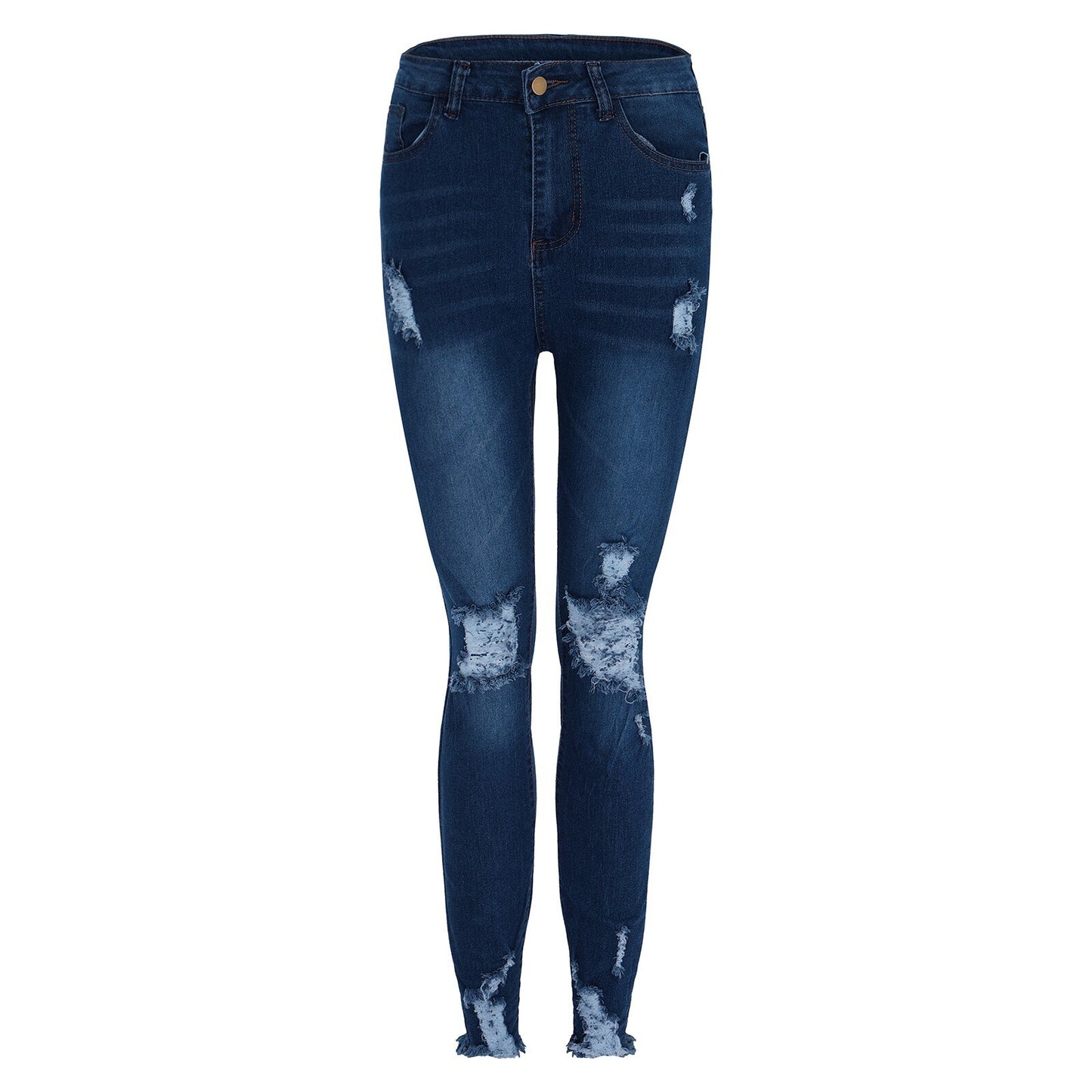 Distressed Ripped High Waist Jeans for Women - Blue