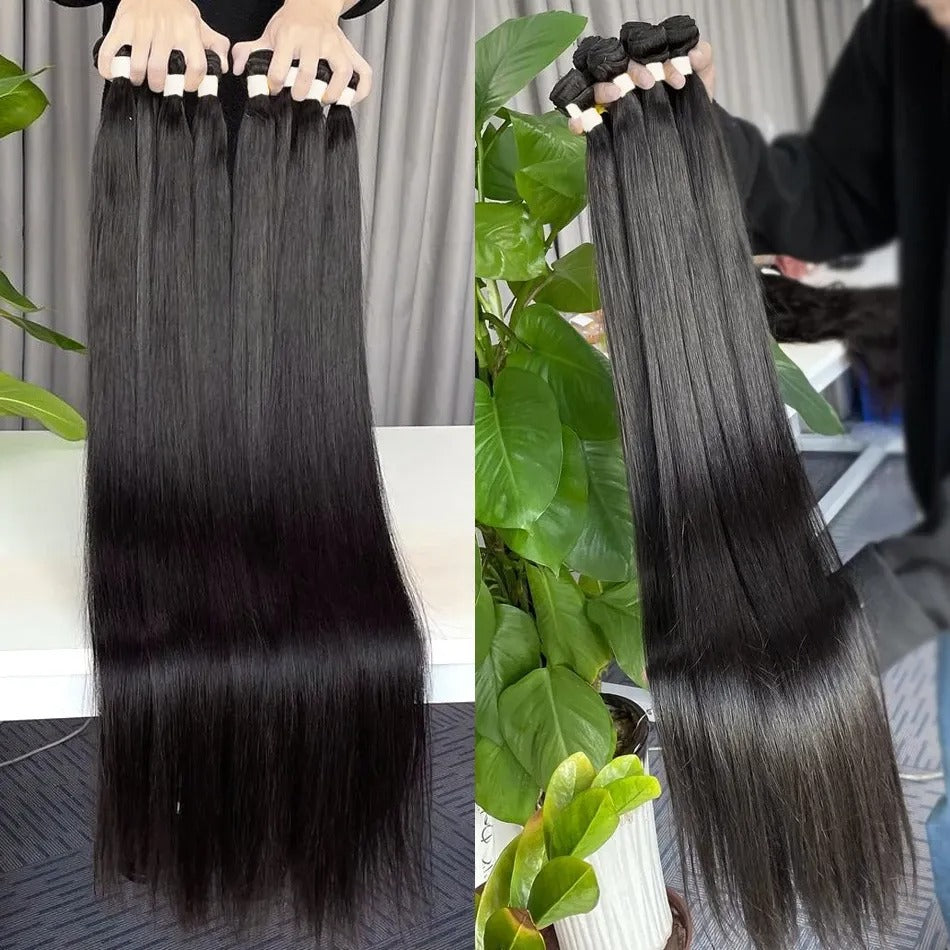 Bone Straight Virgin Human Hair Bundles – 3 Mixed Lengths