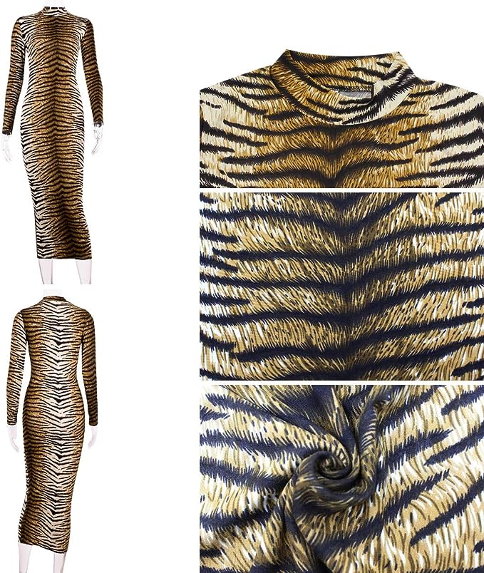 Classy Tiger Print Midi Bodycon Dress