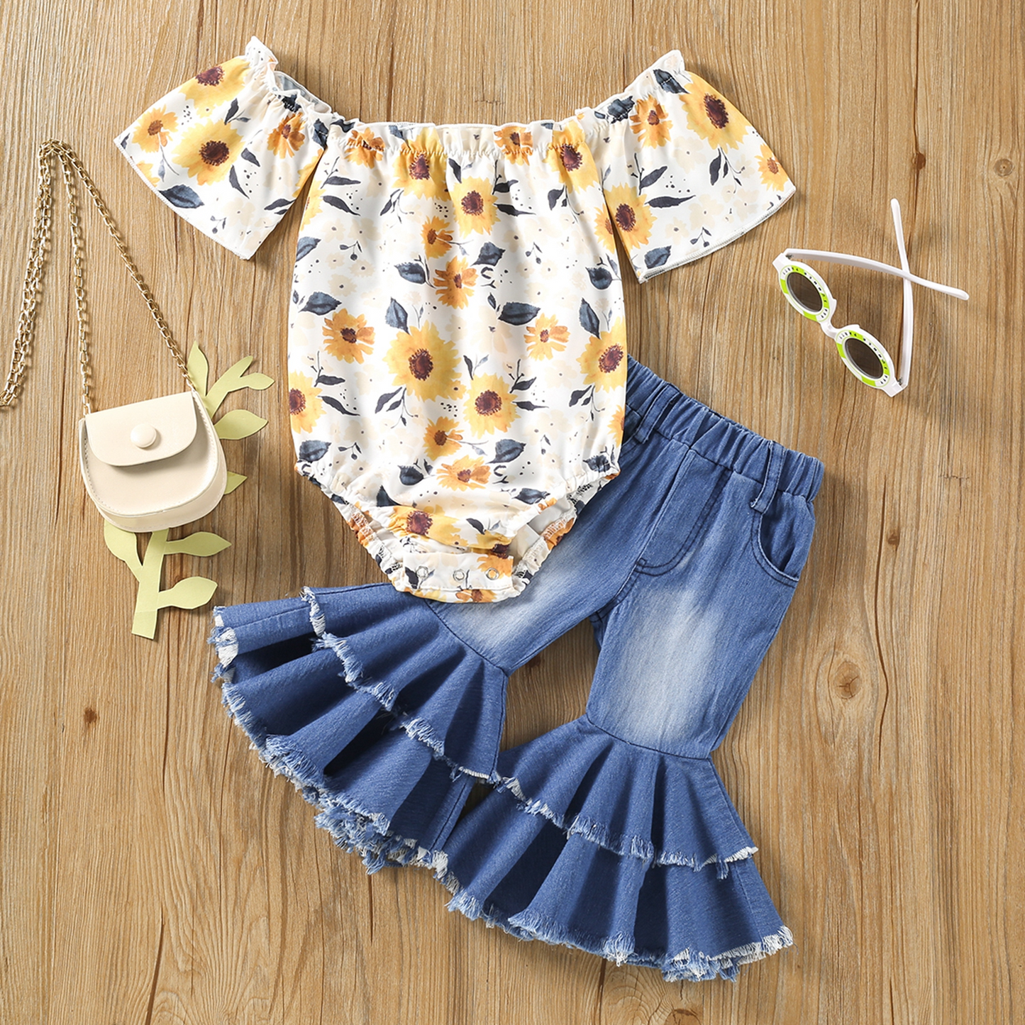 Two Piece Set for Baby Kids Clothes Top Blouse & Jeans