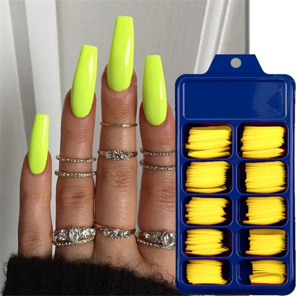 Acrylic Press on Coffin Shape False Nail Tips Beauty – 100pcs